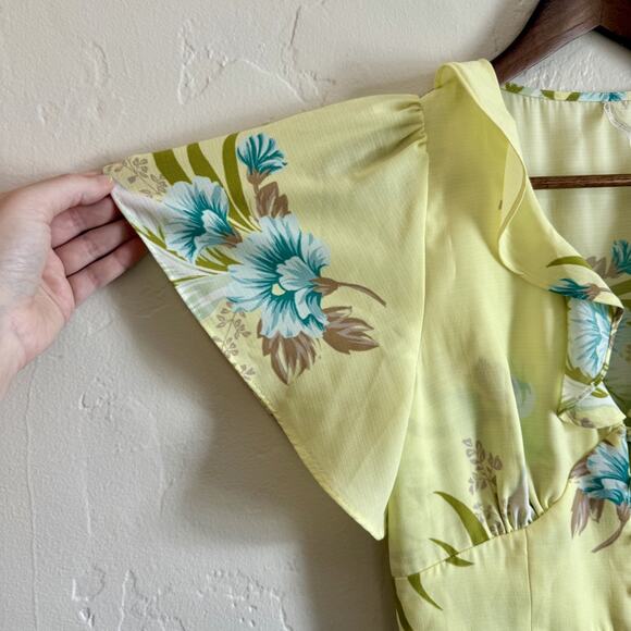Urban Outfitters Size Medium Heartmelter Floral Midi Party Dress - Yellow Button - Picture 4 of 15